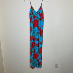 Billabong Floral Maxi Dress Small Spaghetti Straps Cotton Blend Small Flaw